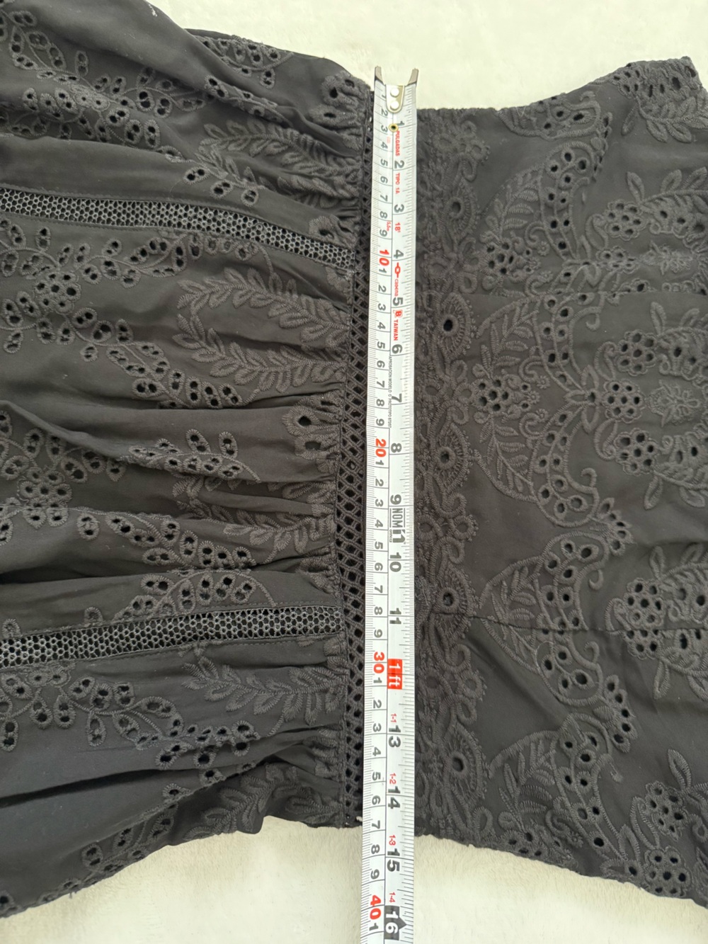 The Kooples Black Eyelet One Shoulder High Low Midi Dress Sz 3 - Picture 13 of 13